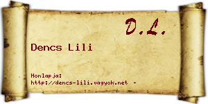 Dencs Lili névjegykártya
